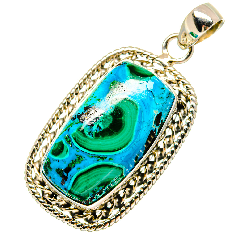 Malachite In Chrysocolla Pendants handcrafted by Anasilvercos - PD16886
