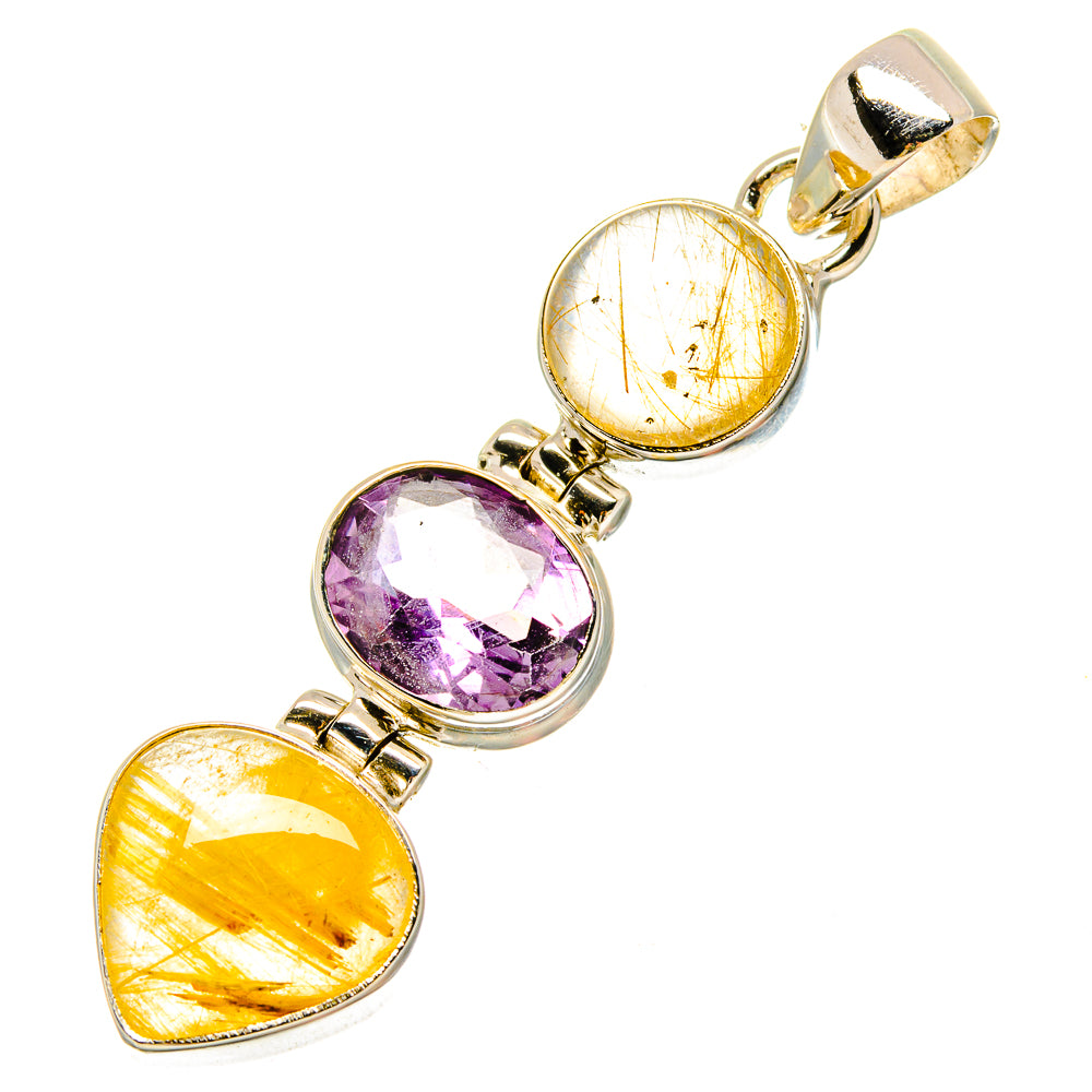 Rutilated Quartz Pendants handcrafted by Anasilvercos - PD16943
