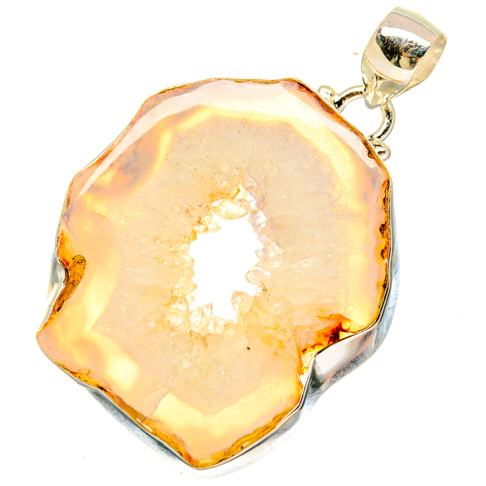 White Geode Slice Pendants handcrafted by Anasilvercos - PD16946