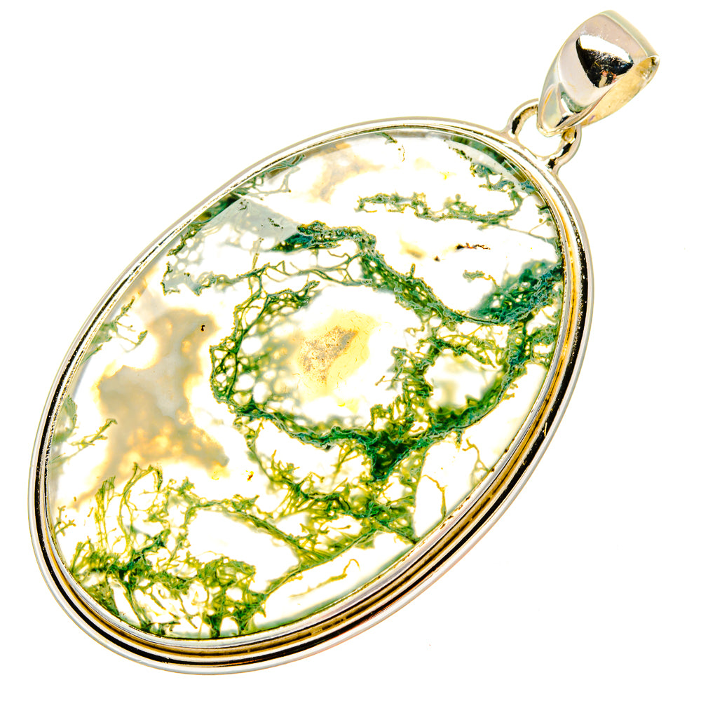 Green Moss Agate Pendants handcrafted by Anasilvercos - PD16978