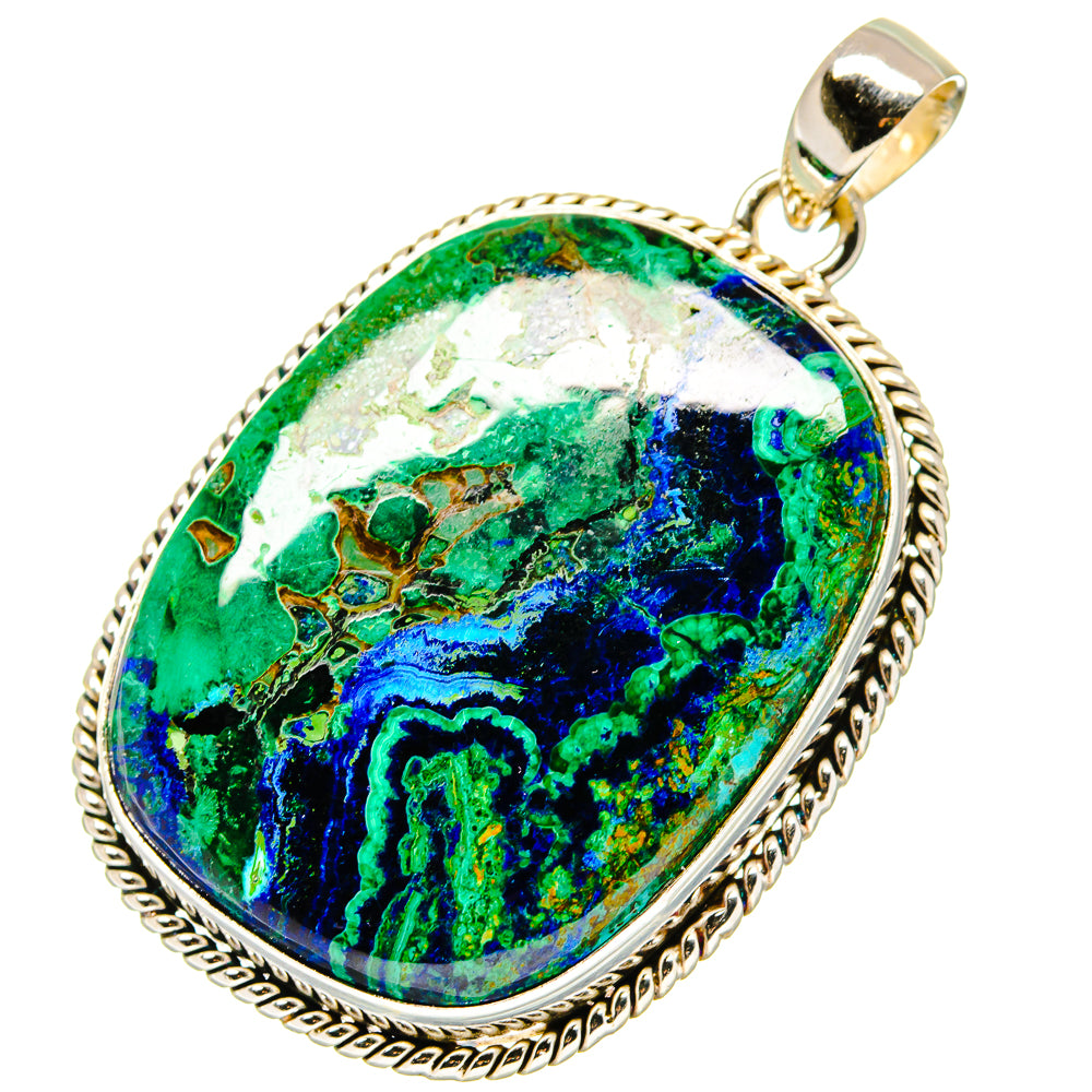 Malachite In Chrysocolla Pendants handcrafted by Anasilvercos - PD17017
