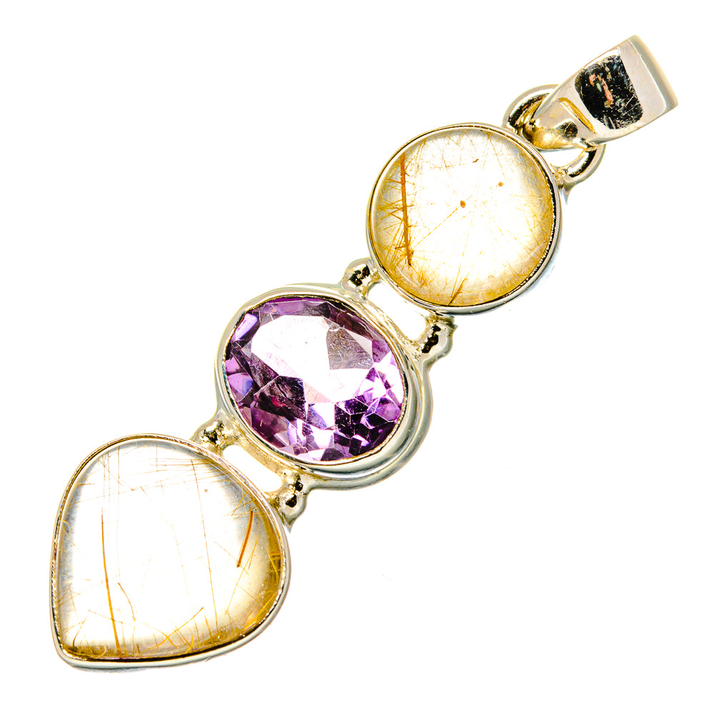 Rutilated Quartz Pendants handcrafted by Anasilvercos - PD17048