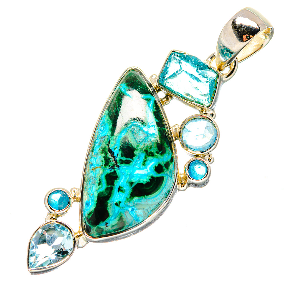 Malachite In Chrysocolla Pendants handcrafted by Anasilvercos - PD17222