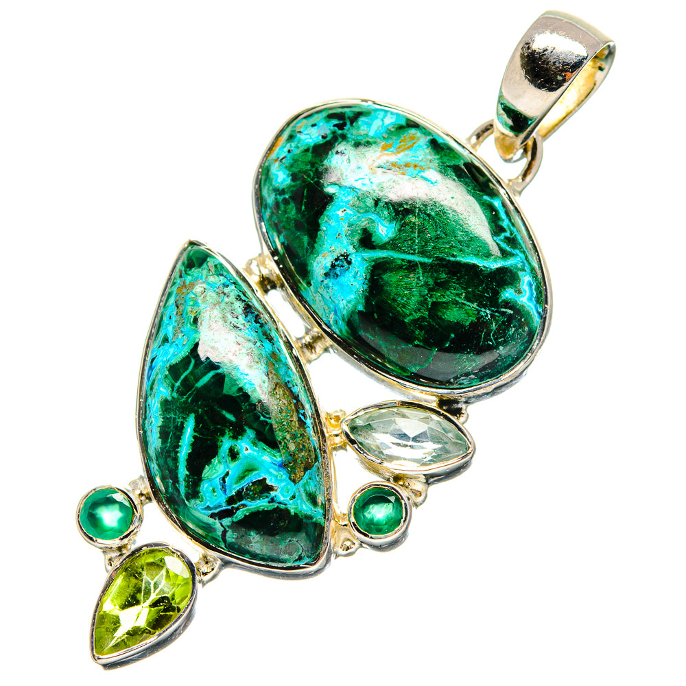 Malachite In Chrysocolla Pendants handcrafted by Anasilvercos - PD17266