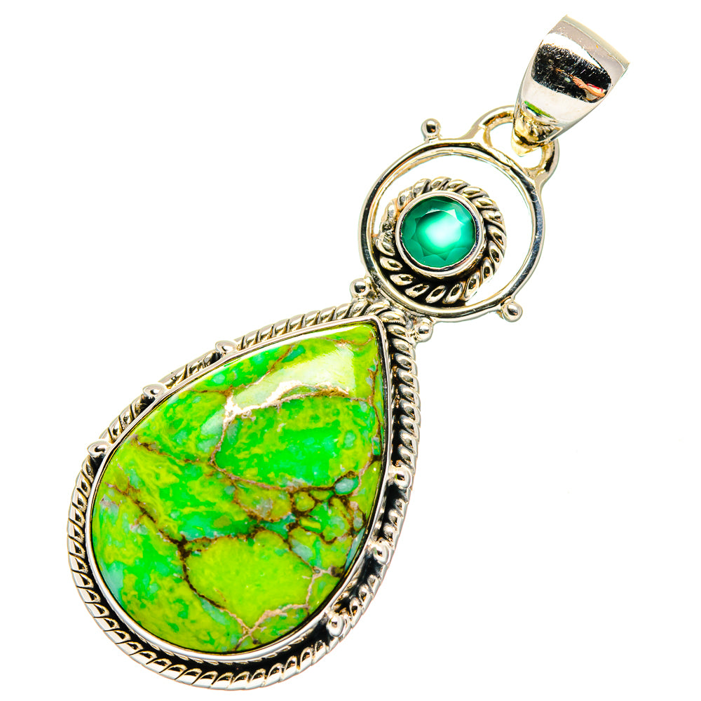 Green Copper Composite Turquoise Pendants handcrafted by Anasilvercos - PD17310
