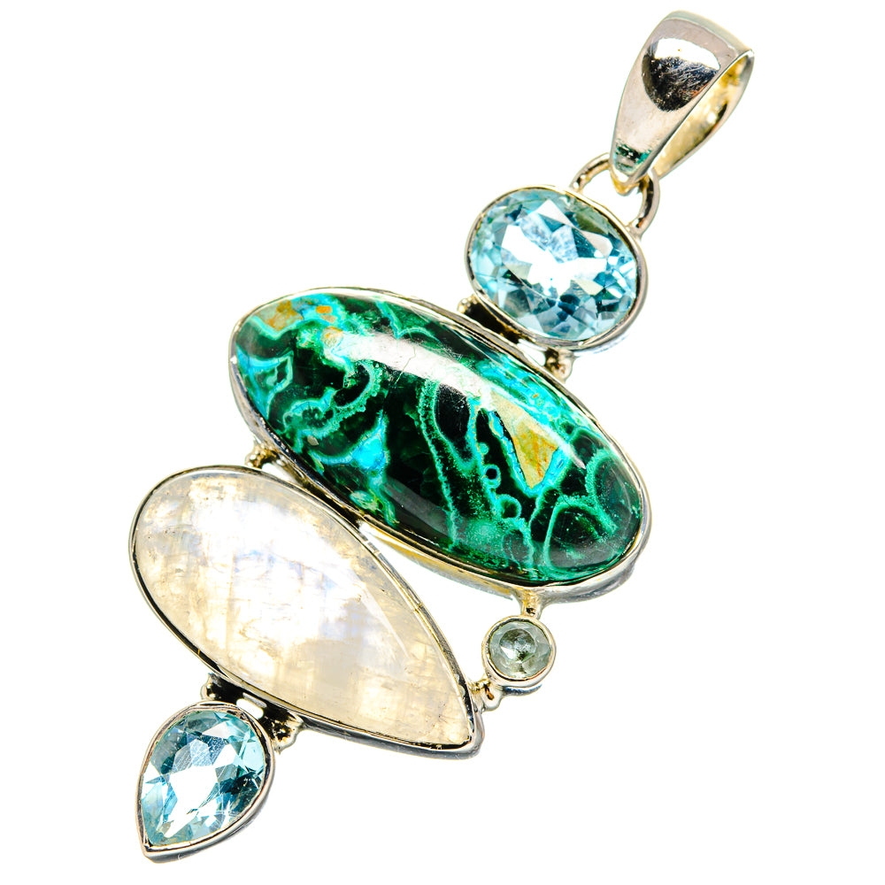 Malachite In Chrysocolla Pendants handcrafted by Anasilvercos - PD17324