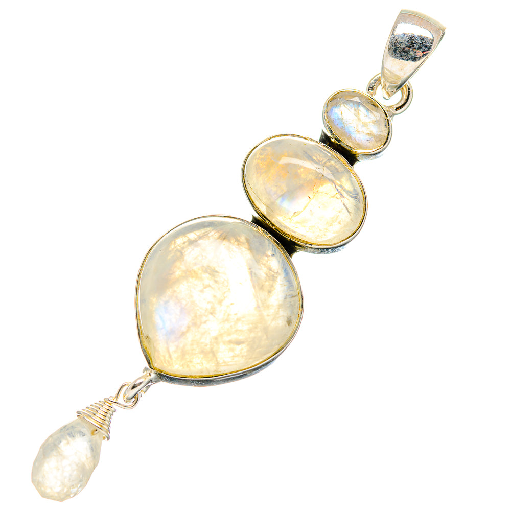Rainbow Moonstone Pendants handcrafted by Anasilvercos - PD17335
