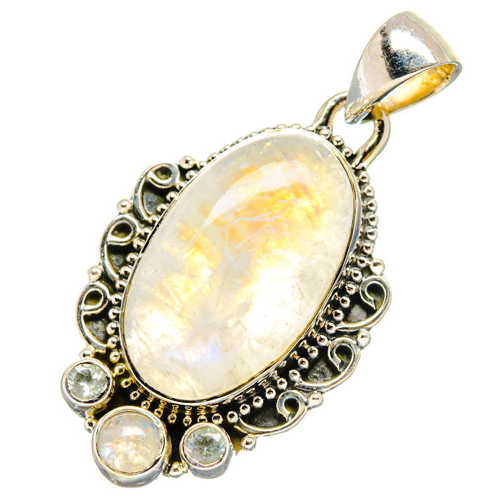 Rainbow Moonstone Pendants handcrafted by Anasilvercos - PD17340