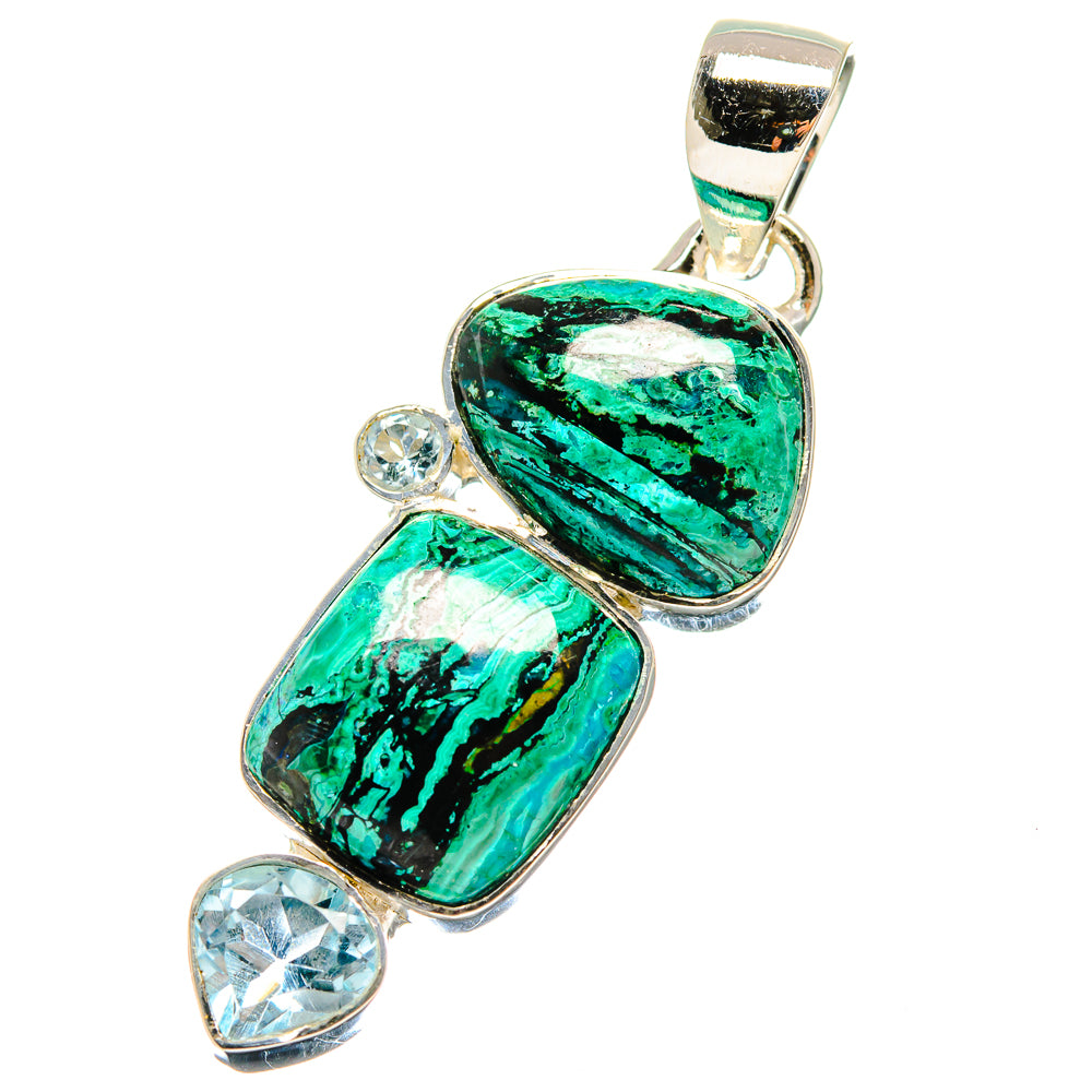 Malachite In Chrysocolla Pendants handcrafted by Anasilvercos - PD17343