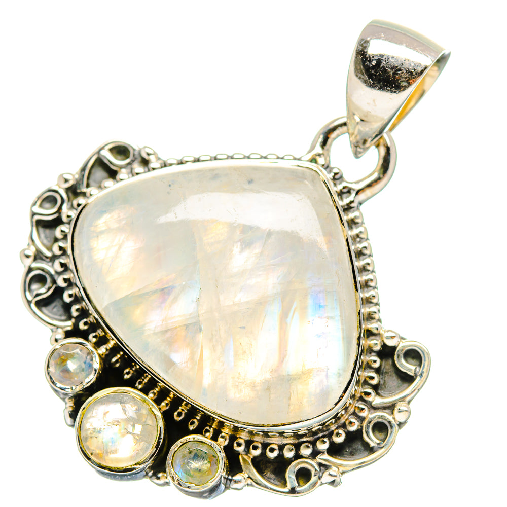 Rainbow Moonstone Pendants handcrafted by Anasilvercos - PD17344