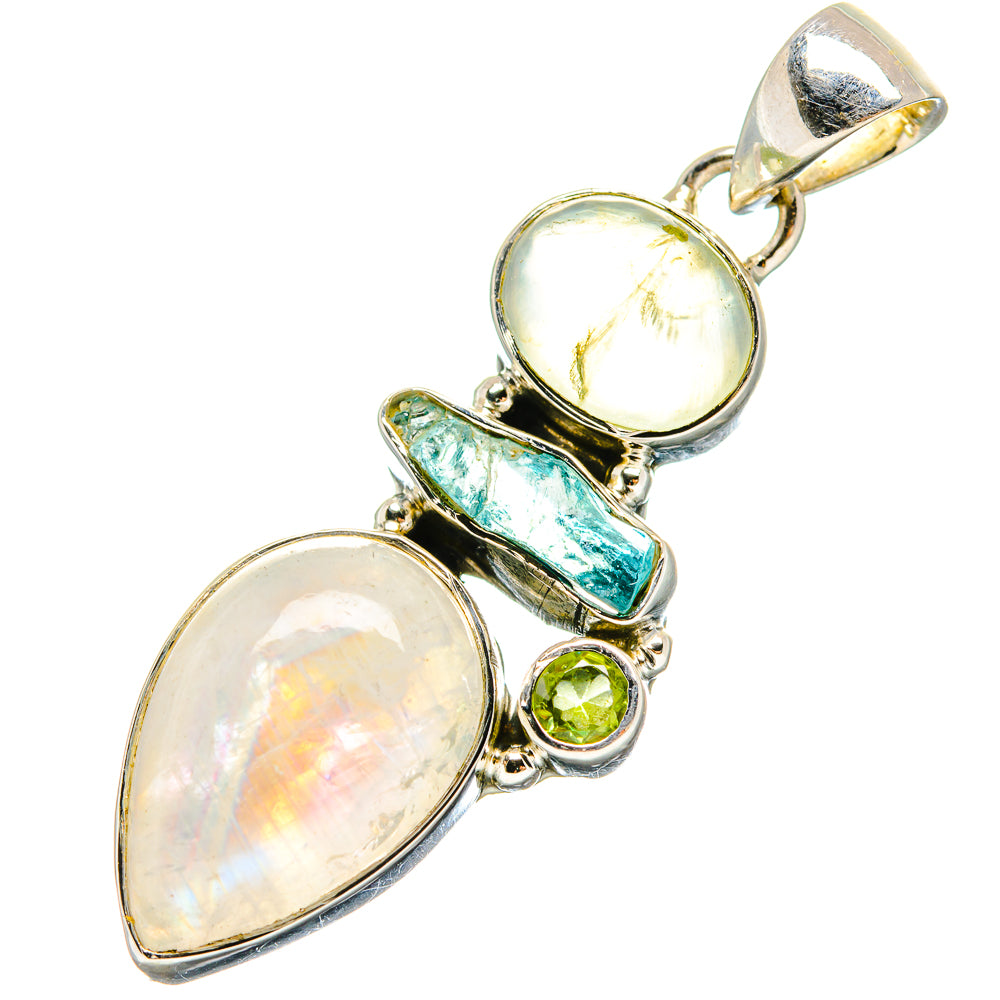 Rainbow Moonstone Pendants handcrafted by Anasilvercos - PD17350