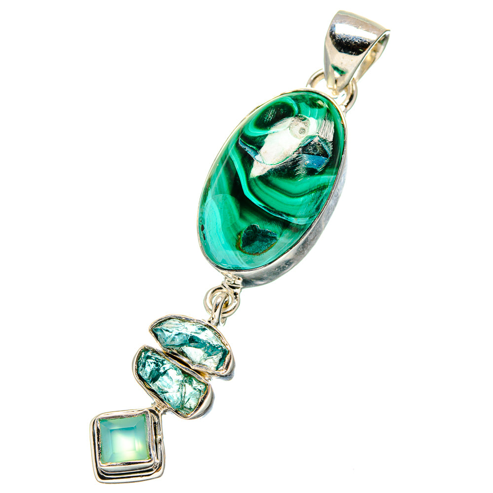 Malachite In Chrysocolla Pendants handcrafted by Anasilvercos - PD17357