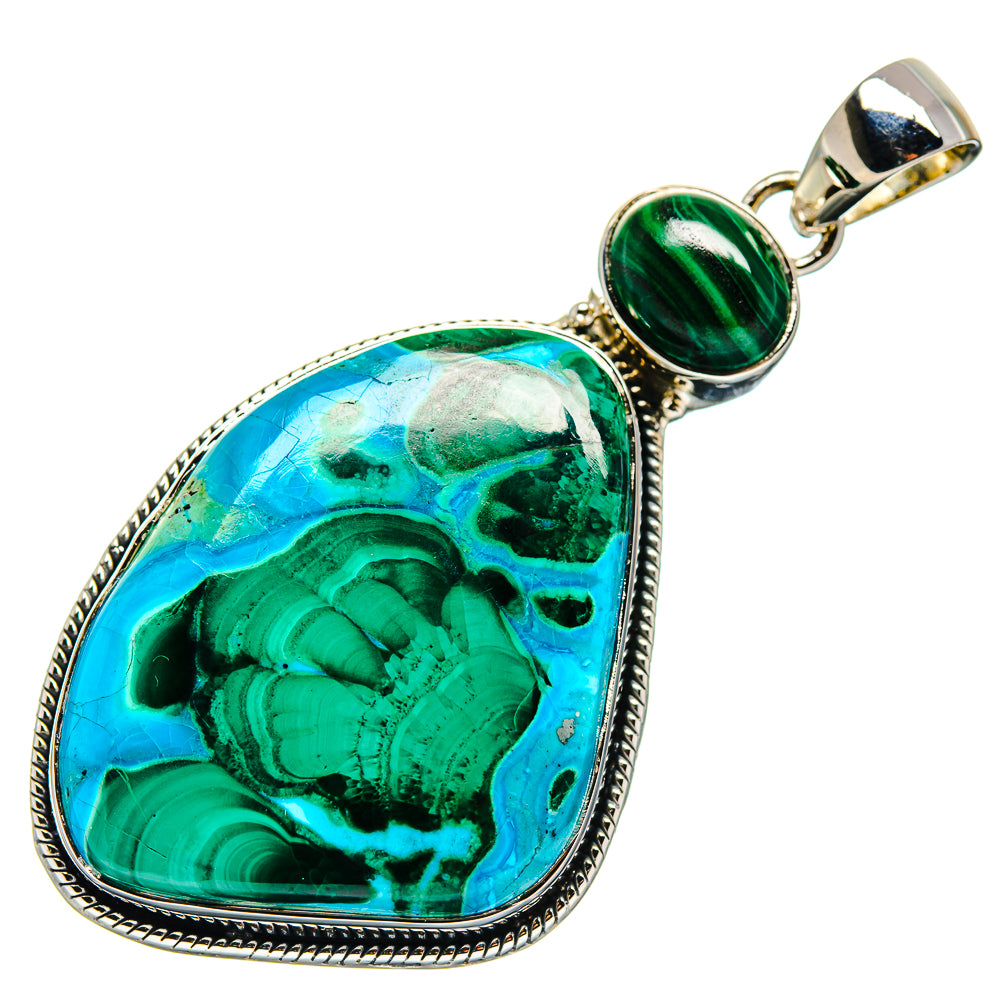 Malachite In Chrysocolla Pendants handcrafted by Anasilvercos - PD17383