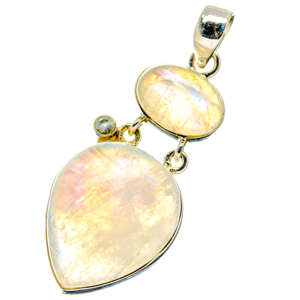 Rainbow Moonstone Pendants handcrafted by Anasilvercos - PD17422