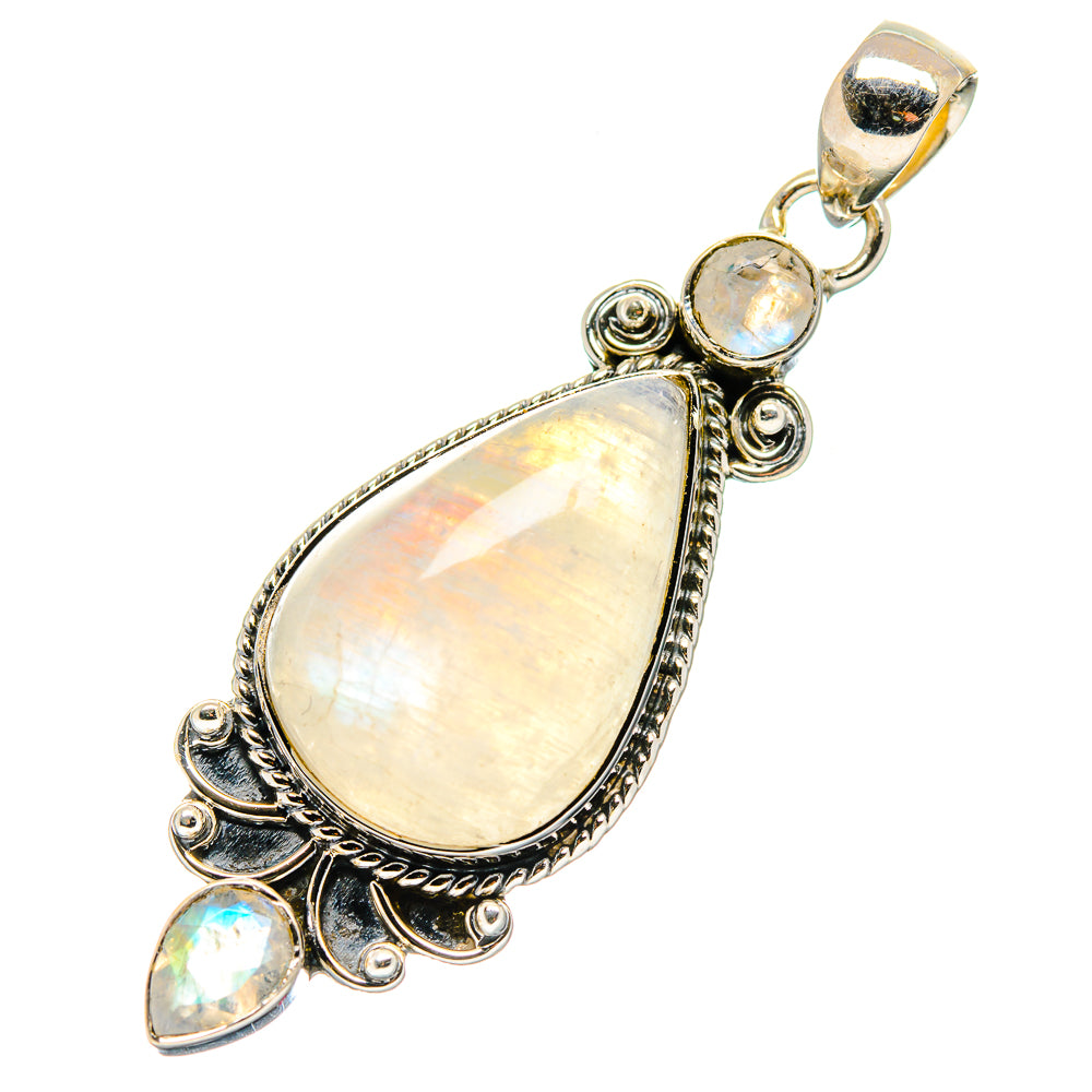 Rainbow Moonstone Pendants handcrafted by Anasilvercos - PD17431
