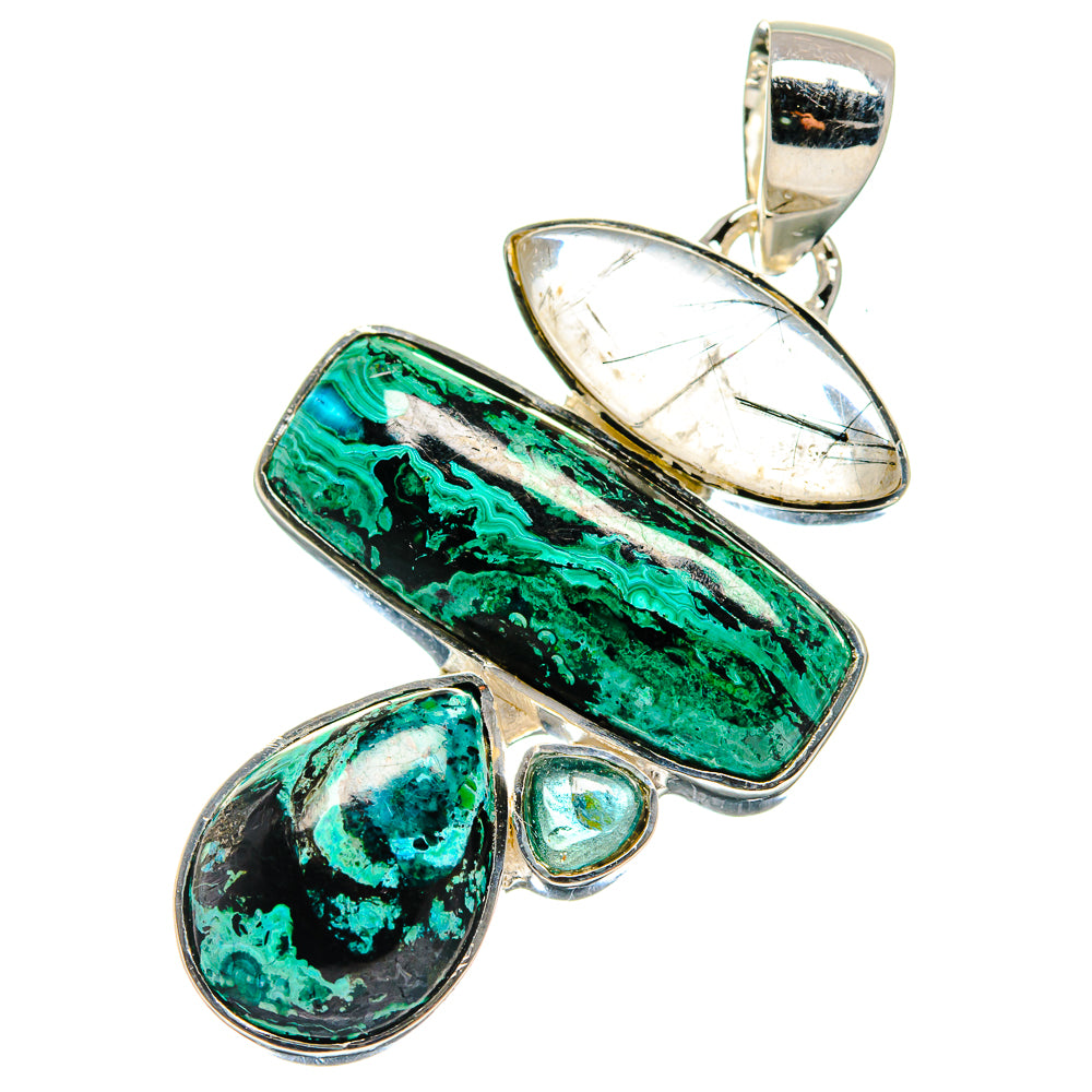 Malachite In Chrysocolla Pendants handcrafted by Anasilvercos - PD17440