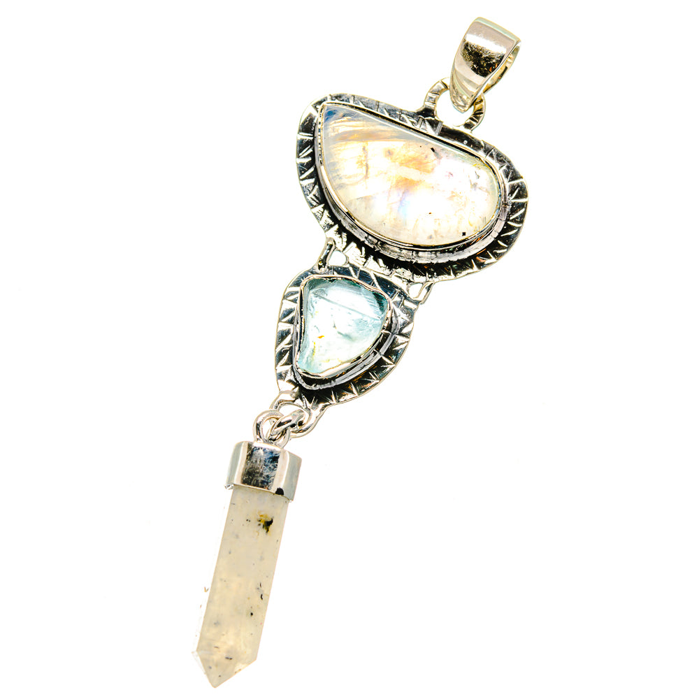 Rainbow Moonstone Pendants handcrafted by Anasilvercos - PD17553