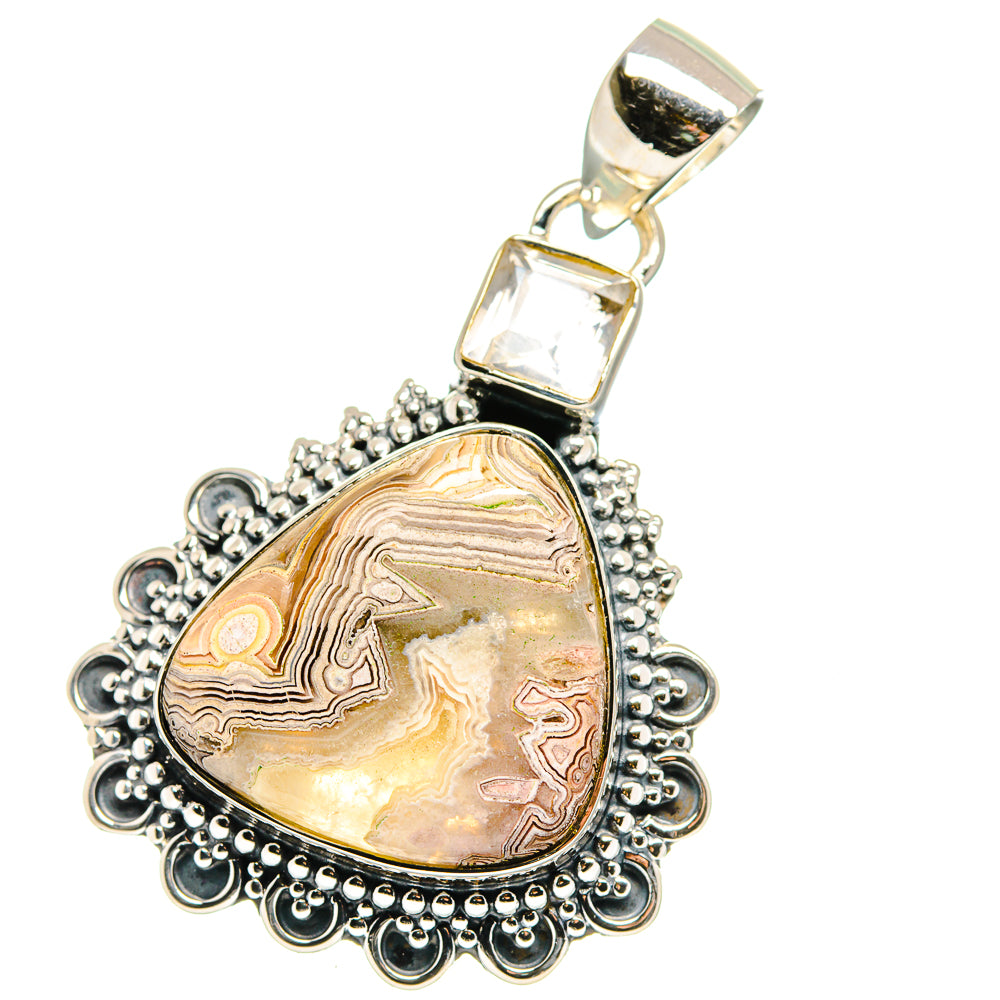 Laguna Lace Agate Pendants handcrafted by Anasilvercos - PD17677 - Photo 2
