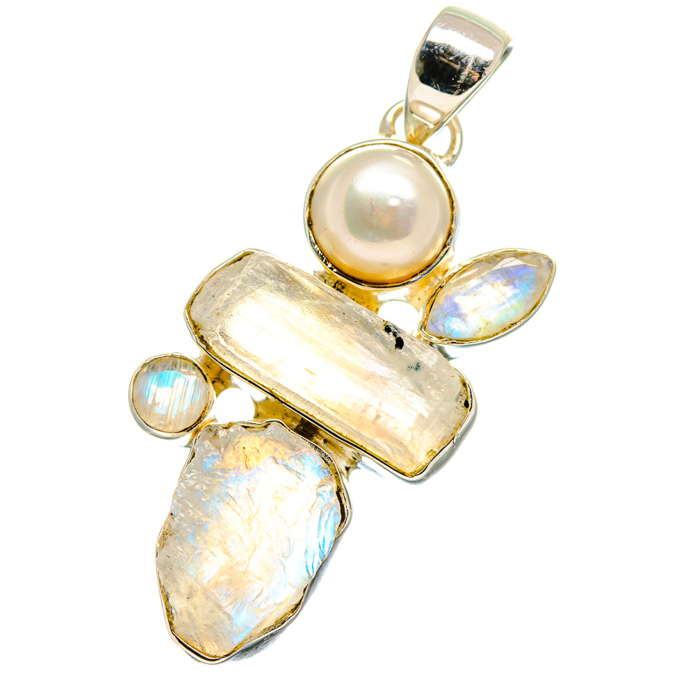 Rainbow Moonstone Pendants handcrafted by Anasilvercos - PD17733