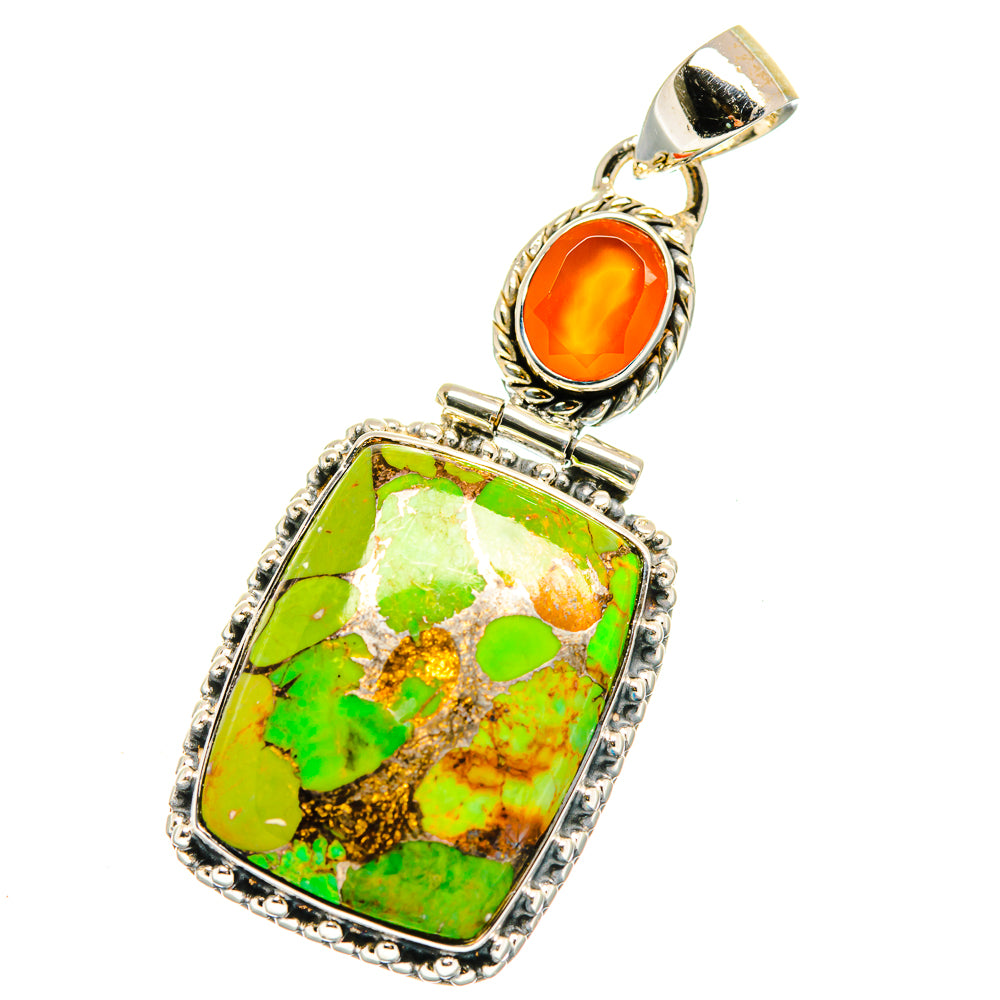 Green Copper Composite Turquoise Pendants handcrafted by Anasilvercos - PD17787
