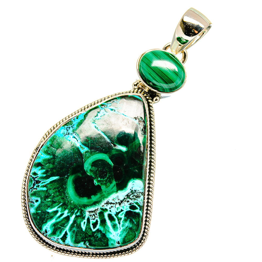 Malachite In Chrysocolla Pendants handcrafted by Anasilvercos - PD17854