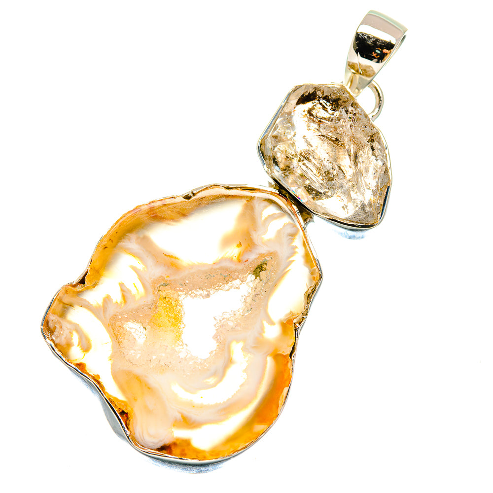 White Geode Slice Pendants handcrafted by Anasilvercos - PD17995