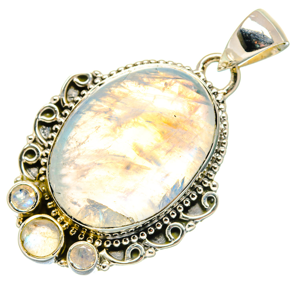 Rainbow Moonstone Pendants handcrafted by Anasilvercos - PD18076