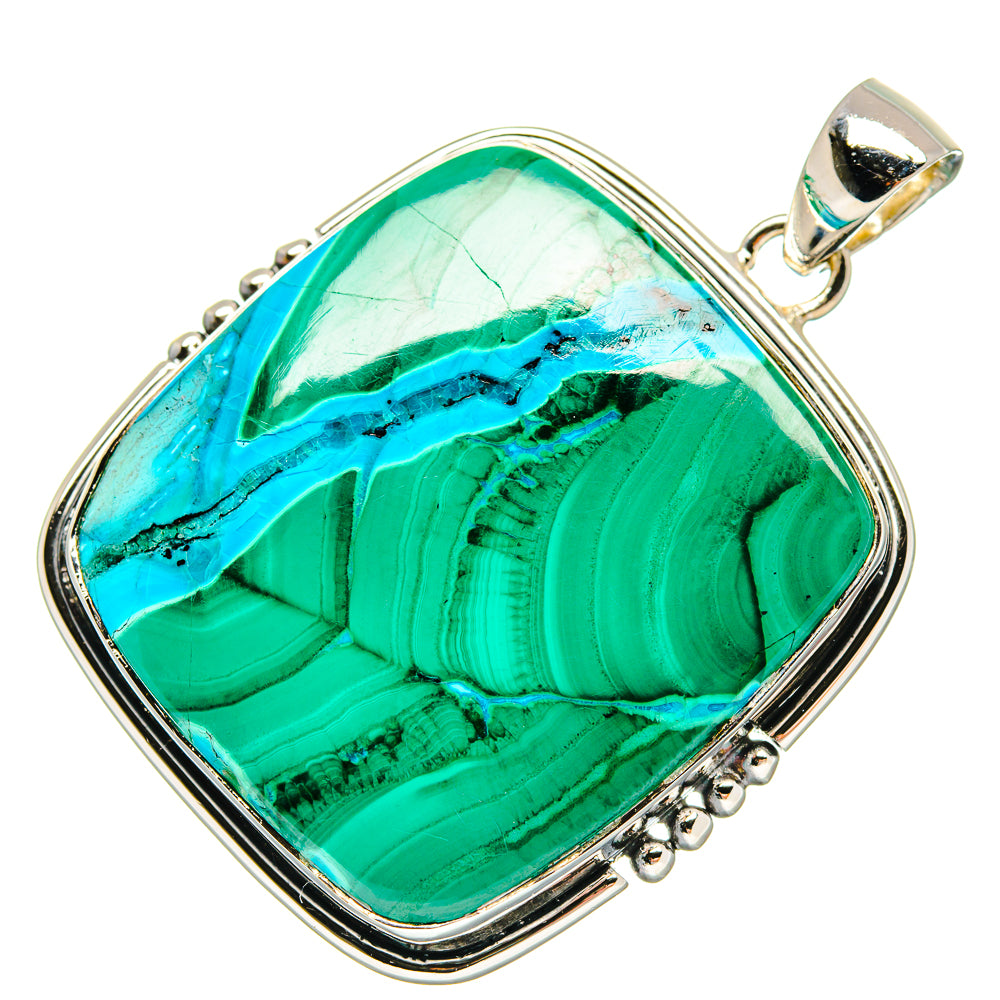 Malachite In Chrysocolla Pendants handcrafted by Anasilvercos - PD18233