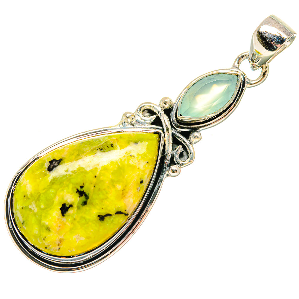 African Green Opal, Aqua Chalcedony Pendants handcrafted by Anasilvercos - PD18273