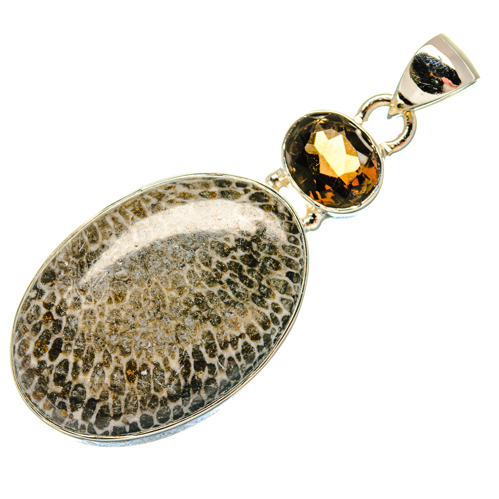 Stingray Coral, Smoky Quartz Pendants handcrafted by Anasilvercos - PD18281