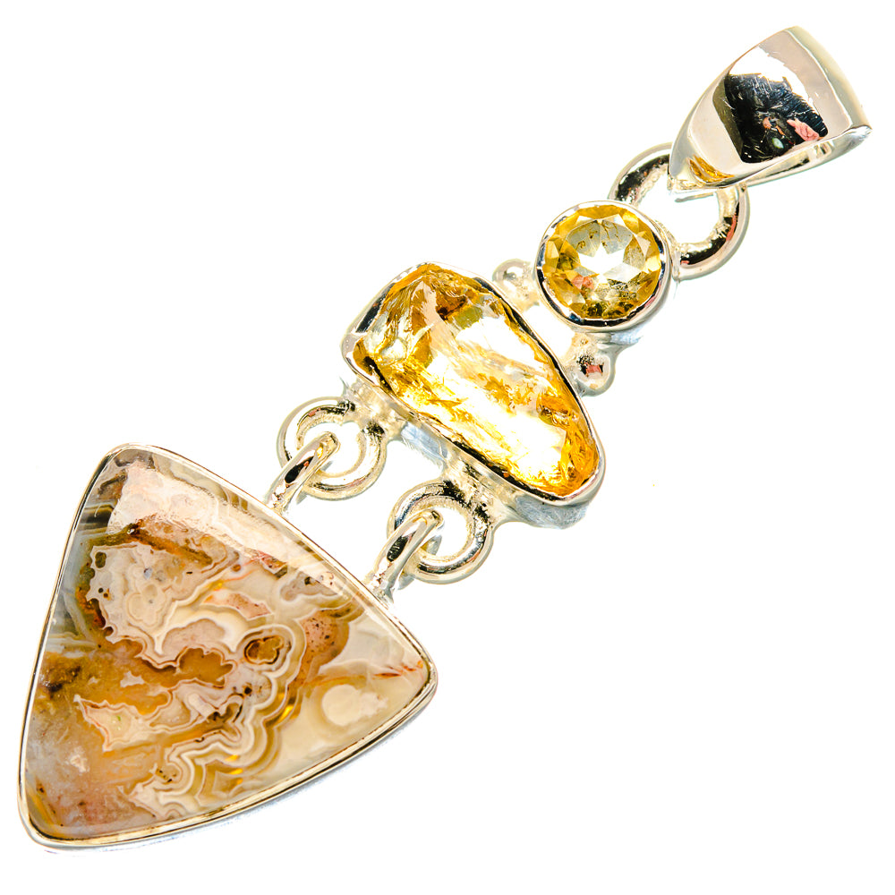 Laguna Lace Agate, Citrine Pendants handcrafted by Anasilvercos - PD18282