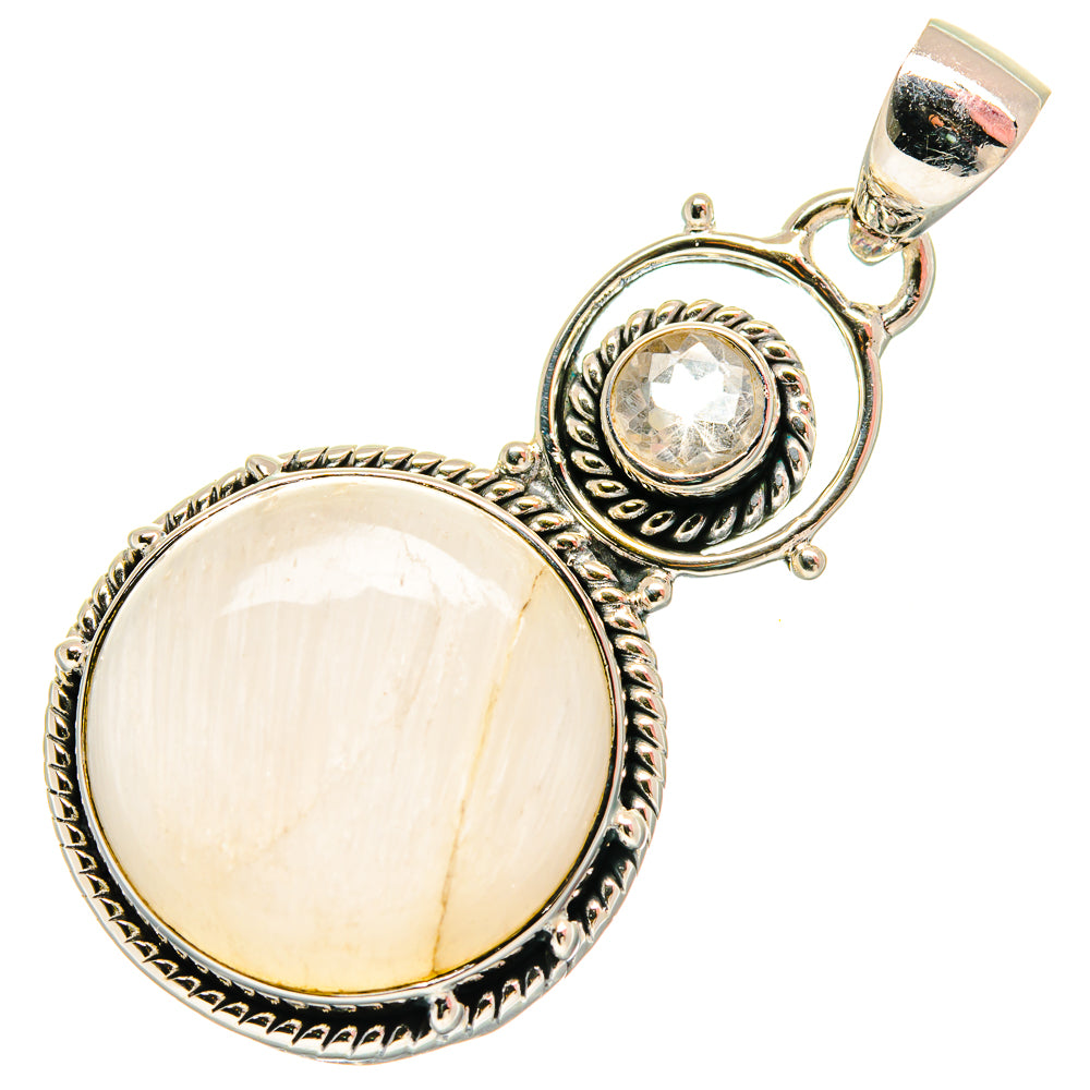 White Scolecite, White Quartz Pendants handcrafted by Anasilvercos - PD18284