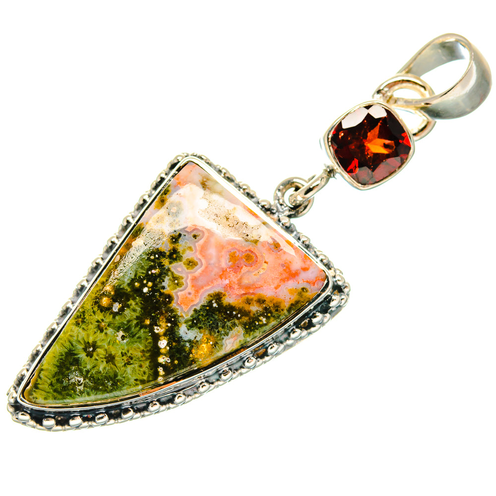 Ocean Jasper, Garnet Pendants handcrafted by Anasilvercos - PD18286