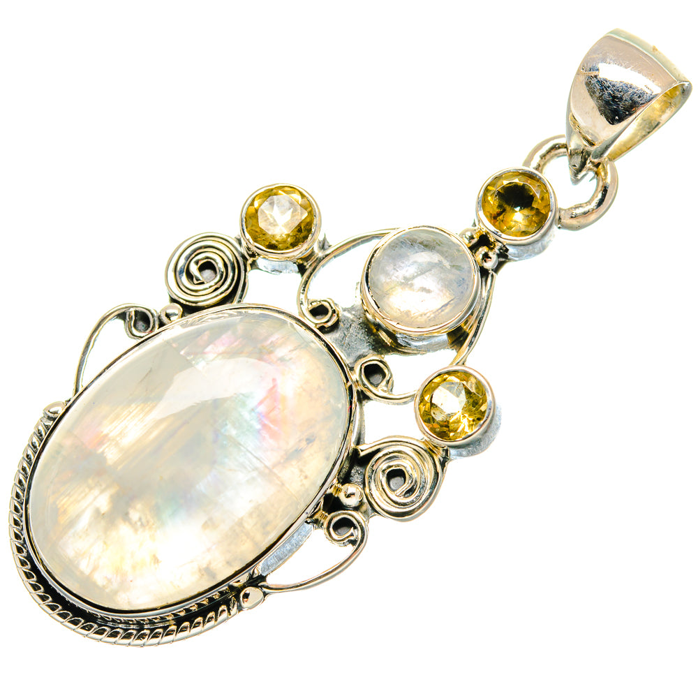 Rainbow Moonstone, Citrine Pendants handcrafted by Anasilvercos - PD18299
