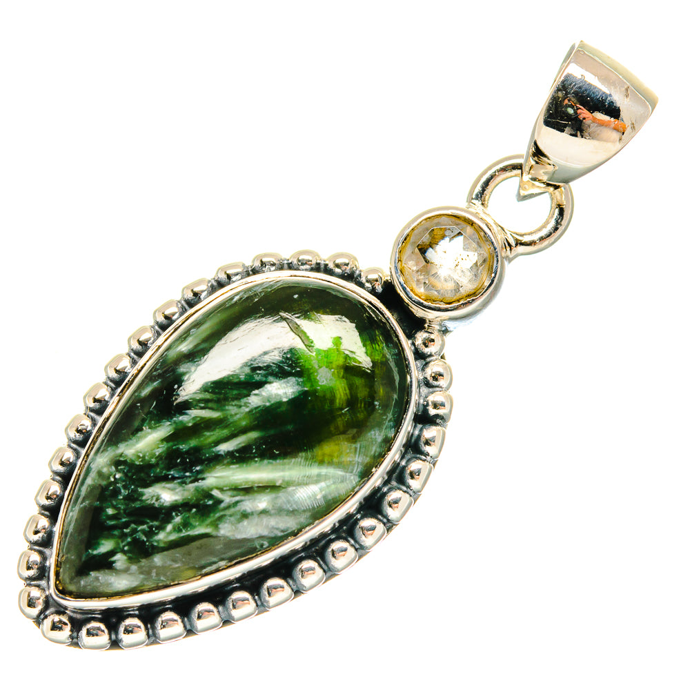 Seraphinite, White Quartz Pendants handcrafted by Anasilvercos - PD18306