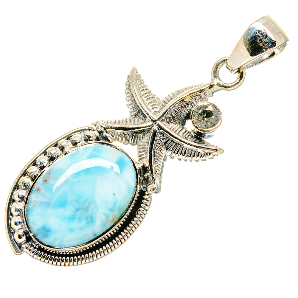 Larimar, Blue Topaz Pendants handcrafted by Anasilvercos - PD18309