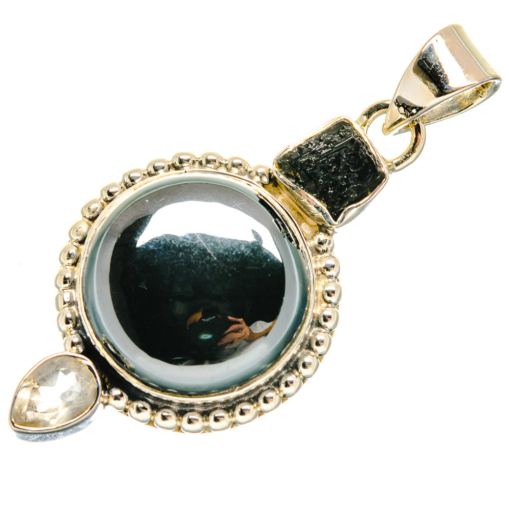 Hematite, Black Tourmaline, White Quartz Pendants handcrafted by Anasilvercos - PD18314