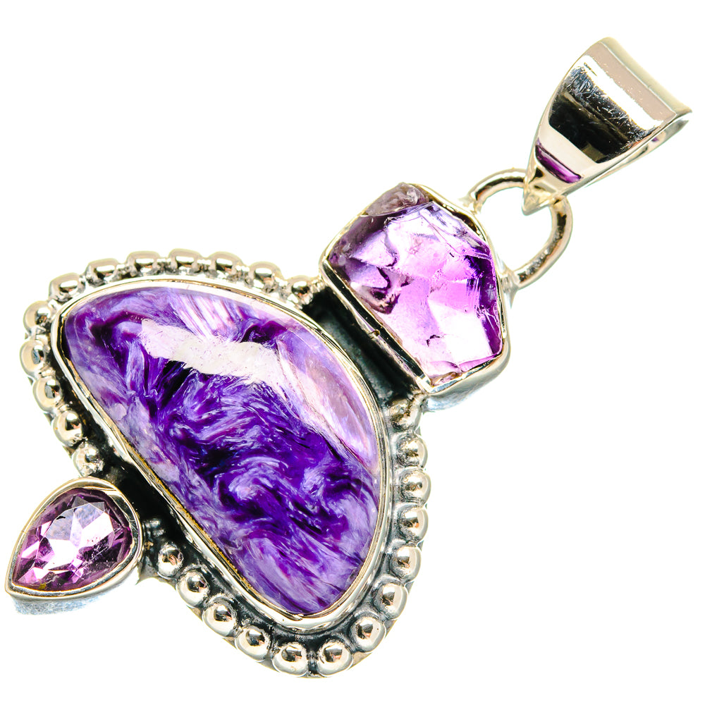 Charoite, Amethyst Pendants handcrafted by Anasilvercos - PD18318