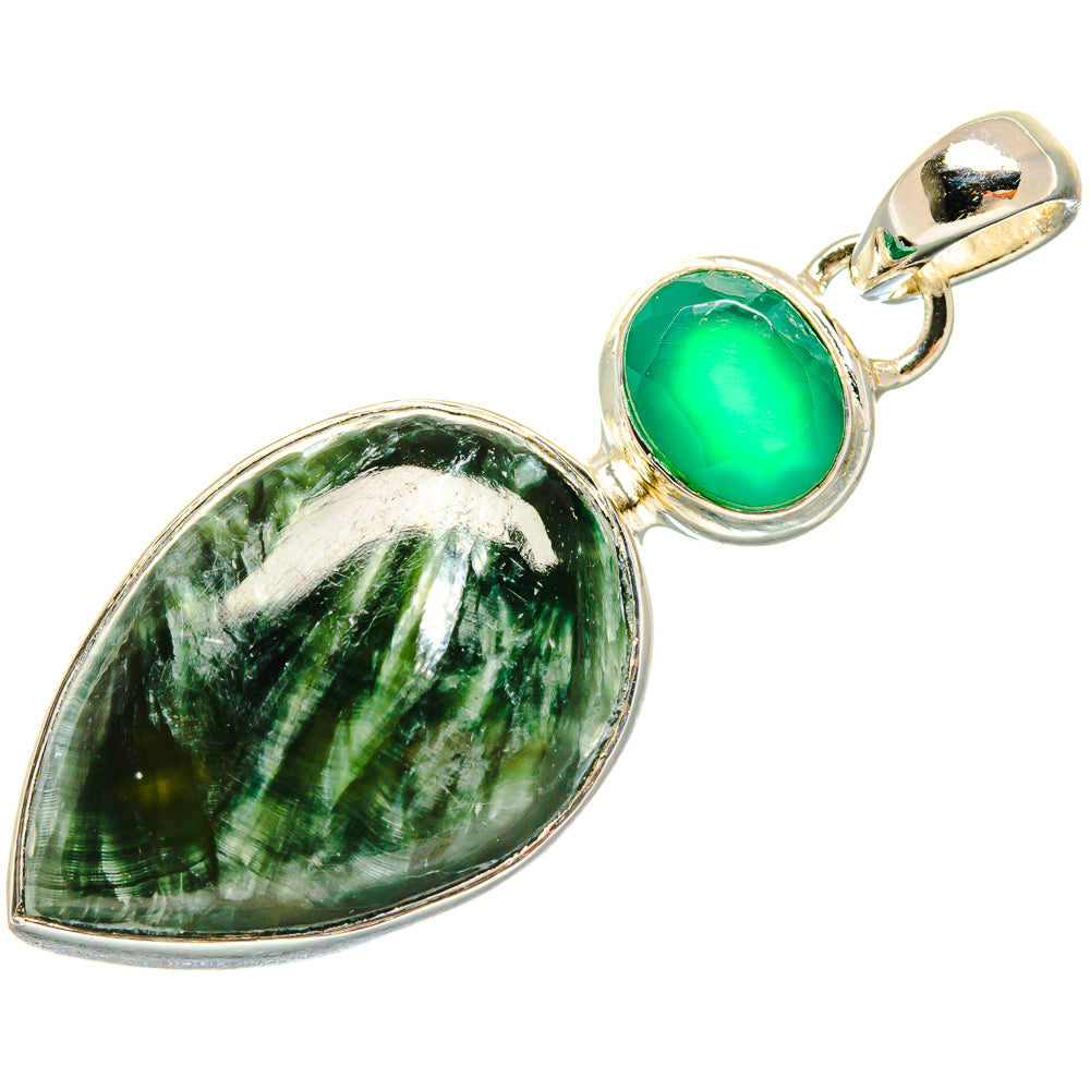 Seraphinite, Green Onyx Pendants handcrafted by Anasilvercos - PD18326