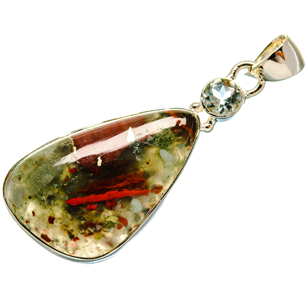Bloodstone, Blue Topaz Pendants handcrafted by Anasilvercos - PD18327