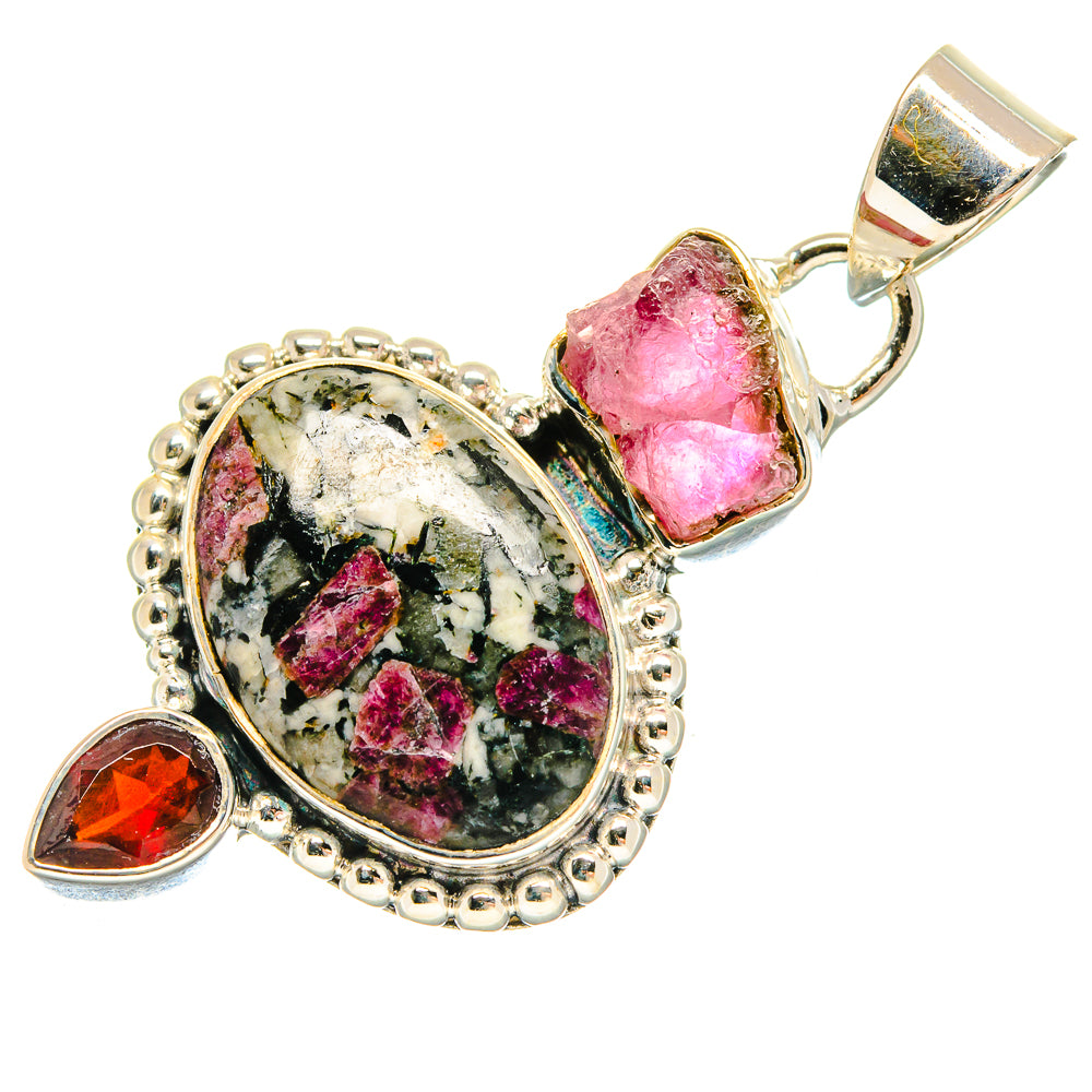 Russian Eudialyte, Garnet, Pink Tourmaline Pendants handcrafted by Anasilvercos - PD18350