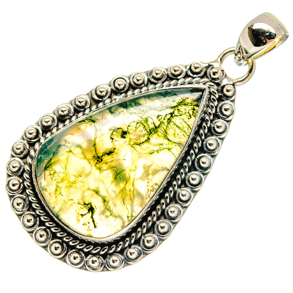 Green Moss Agate Pendants handcrafted by Anasilvercos - PD18355