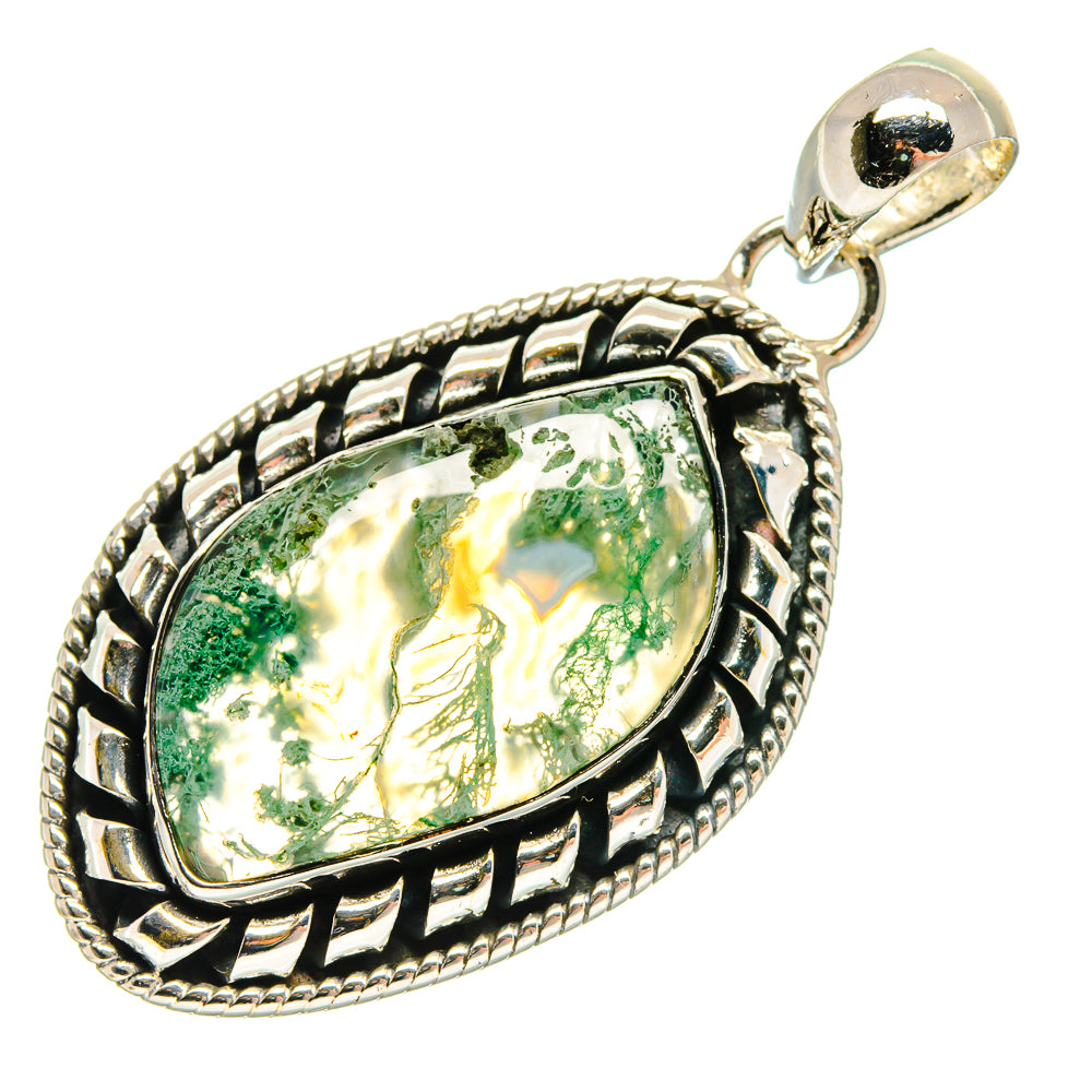 Green Moss Agate Pendants handcrafted by Anasilvercos - PD18358
