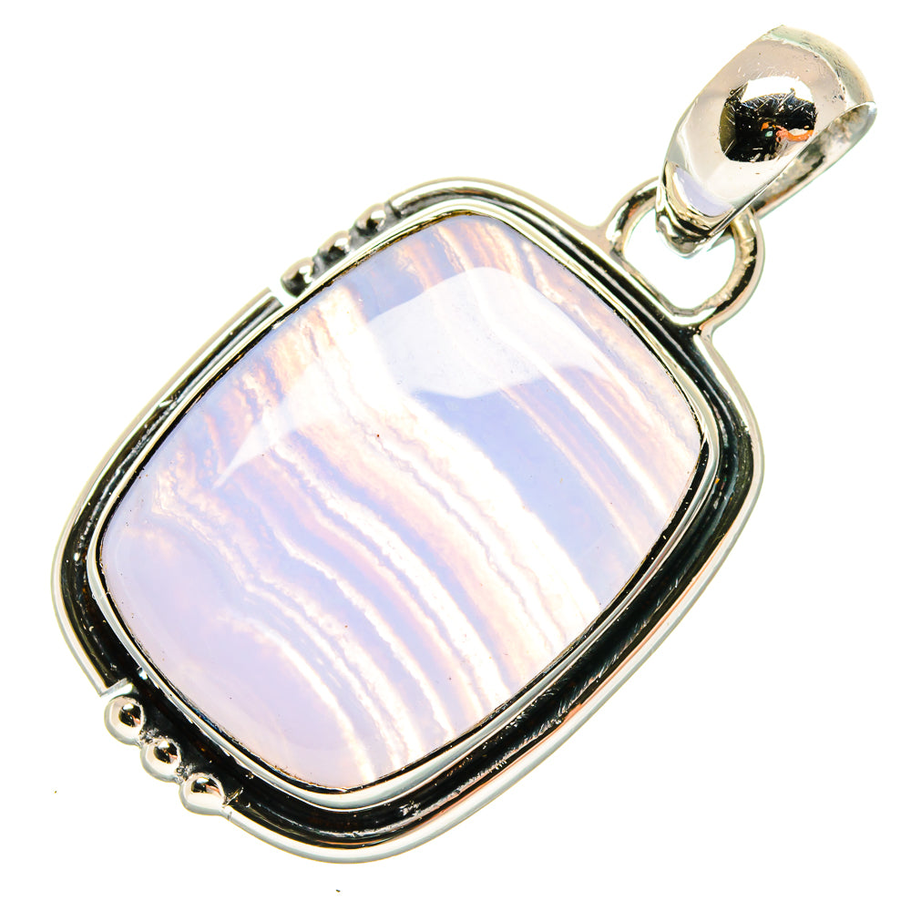 Blue Lace Agate Pendants handcrafted by Anasilvercos - PD18431