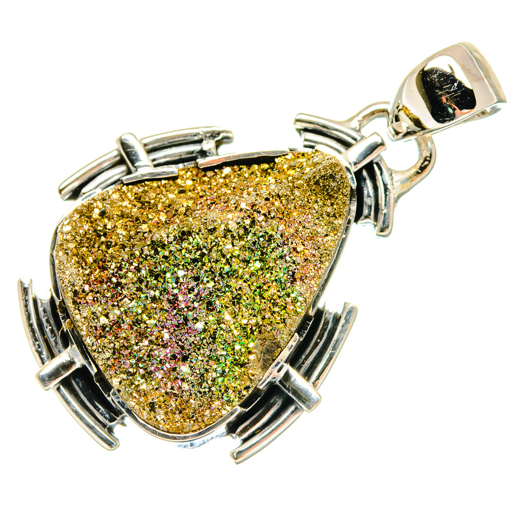 Spectro Pyrite Druzy Pendants handcrafted by Anasilvercos - PD18473