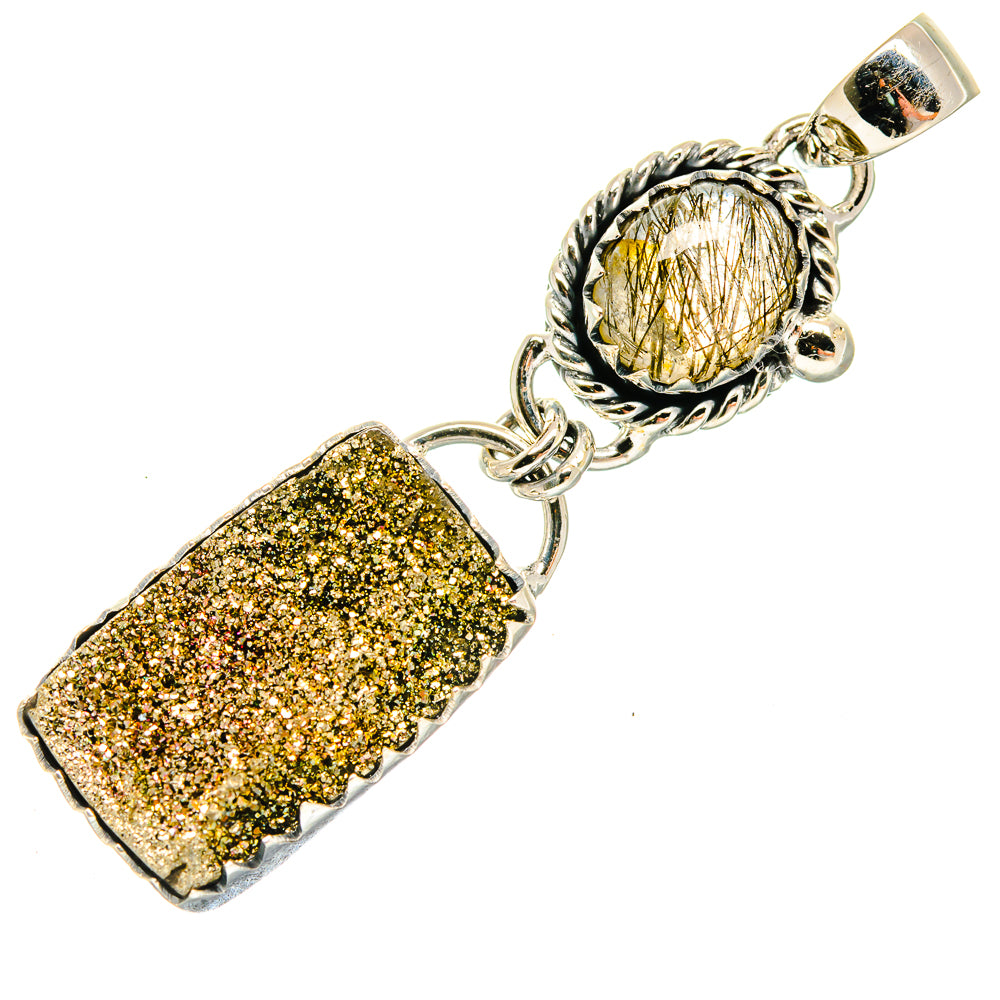 Spectro Pyrite Druzy Pendants handcrafted by Anasilvercos - PD18504