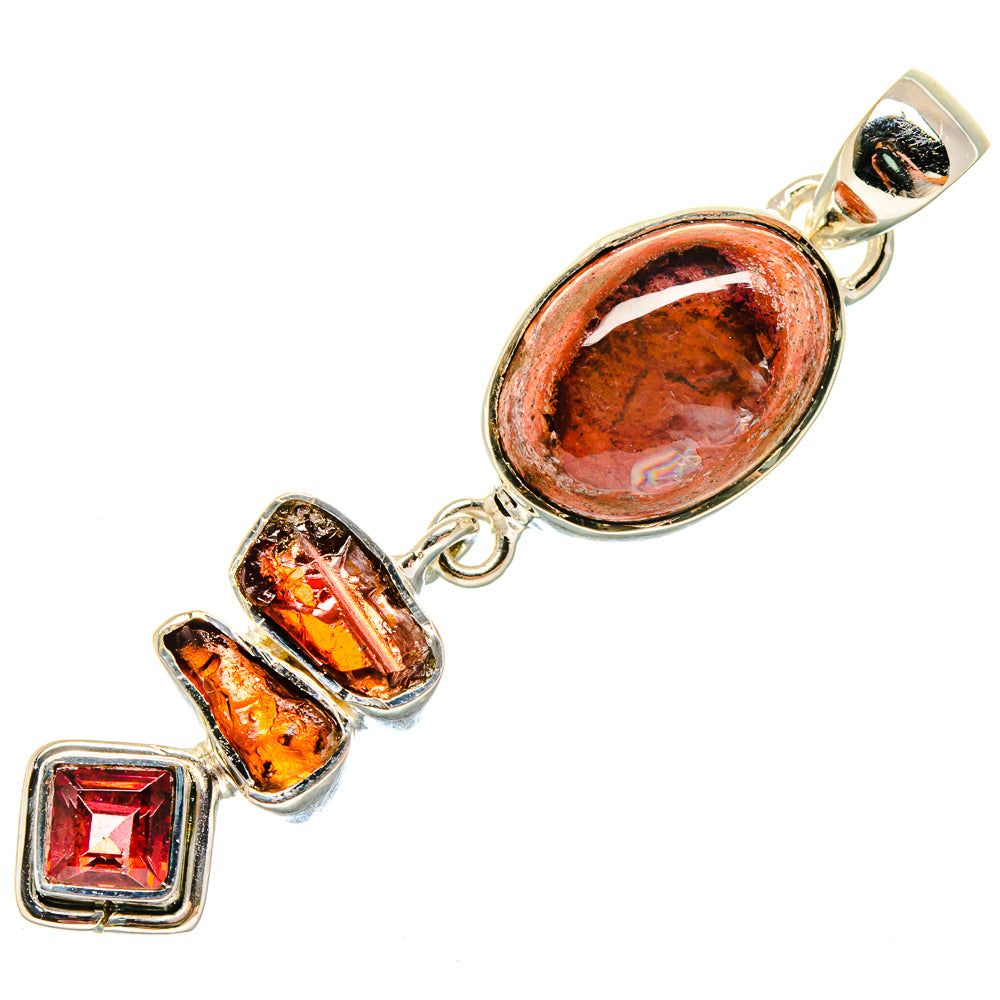 Mexican Fire Opal Pendants handcrafted by Anasilvercos - PD18517