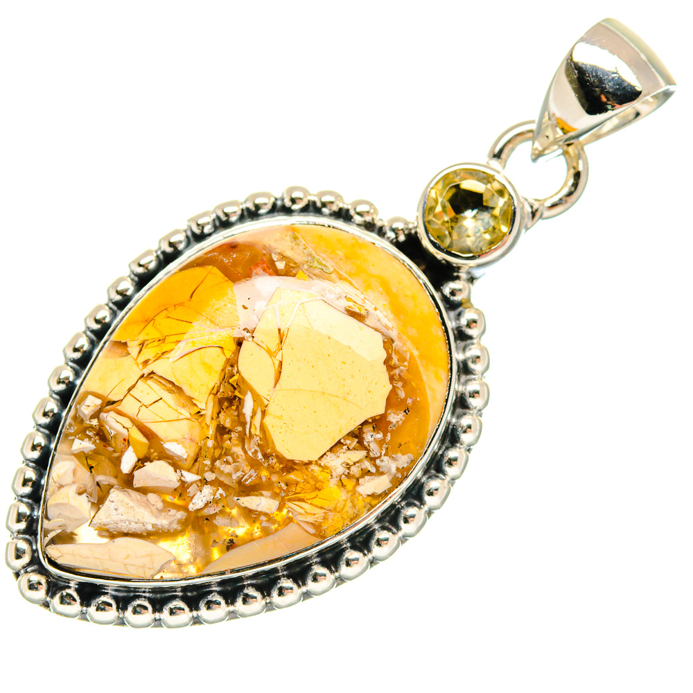 Brecciated Mookaite, Citrine Pendants handcrafted by Anasilvercos - PD18605