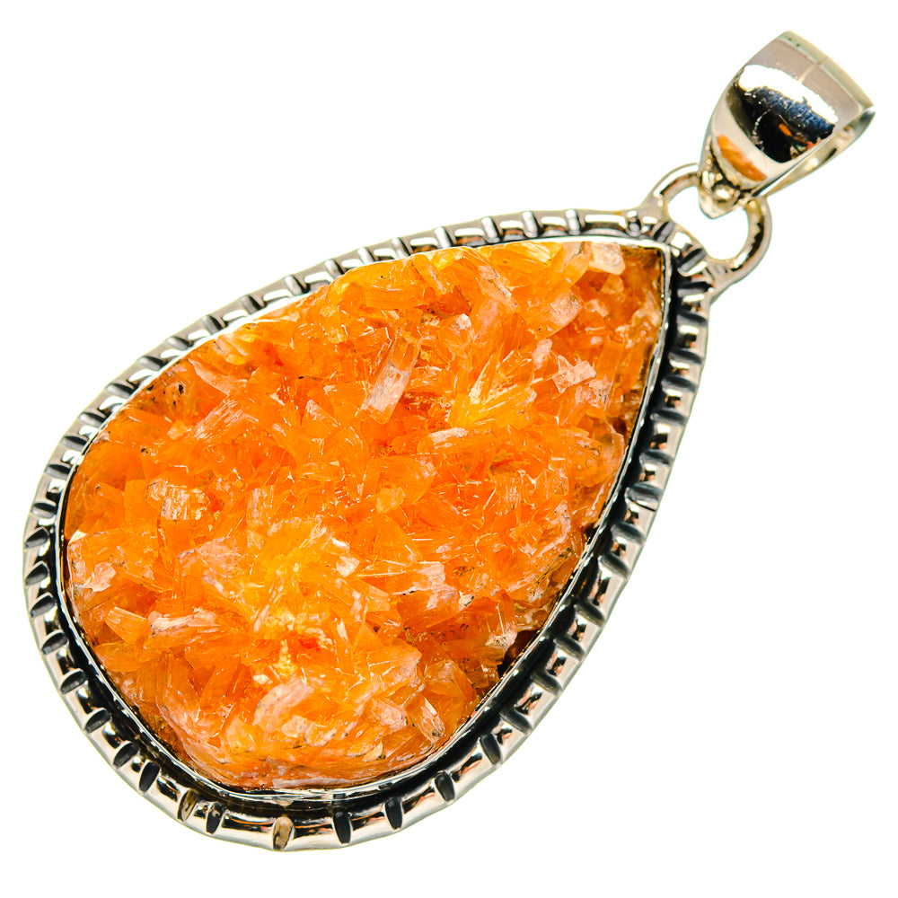 Orange Calcite Crystal Pendants handcrafted by Anasilvercos - PD18612