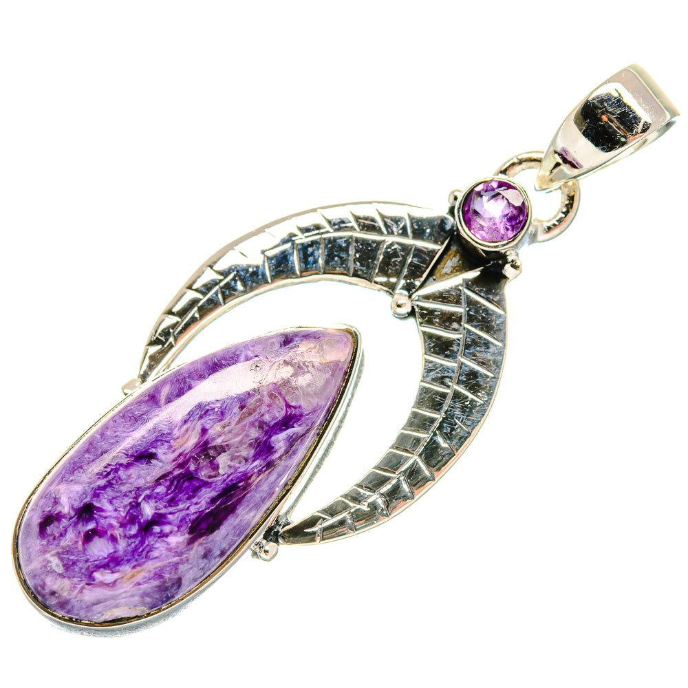 Charoite, Amethyst Pendants handcrafted by Anasilvercos - PD18613